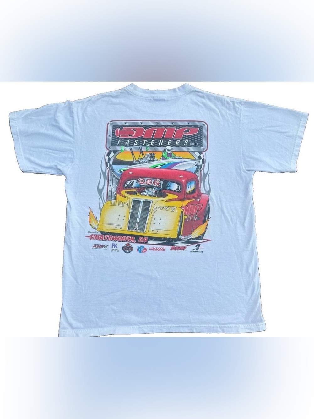 DMP Fasteners car racing white Large T-shirt